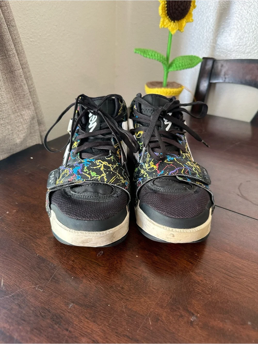 Jordan Black Sneakers with Neon Multicolor Splatter